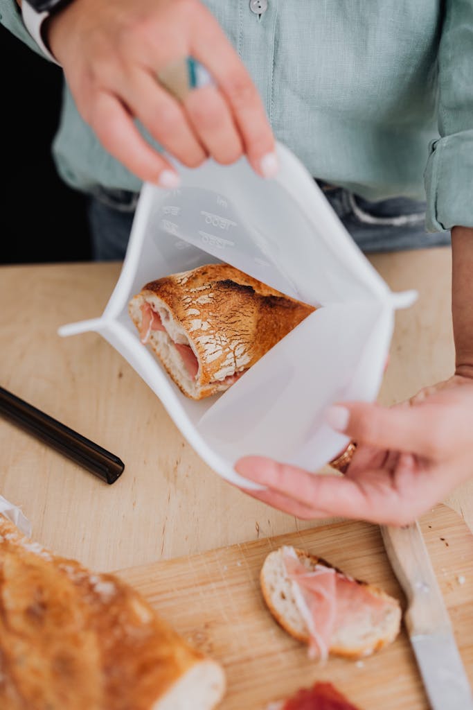 Qinline Freezer-safe reusable sandwich and gallon bags stacked